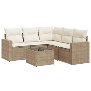vidaXL 6d&iacute;ln&aacute; zahradn&iacute; sedac&iacute; souprava s podu&scaron;kami b&eacute;žov&aacute; polyratan