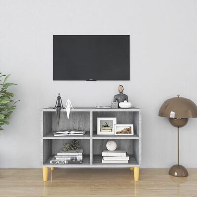 vidaXL TV stolek nohy z masivního dřeva šedý sonoma 69,5 x 30 x 50 cm