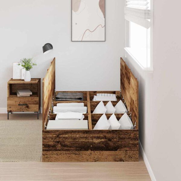 vidaXL Rám postele s úložným prostorem Staré dřevo 70 x 190 cm