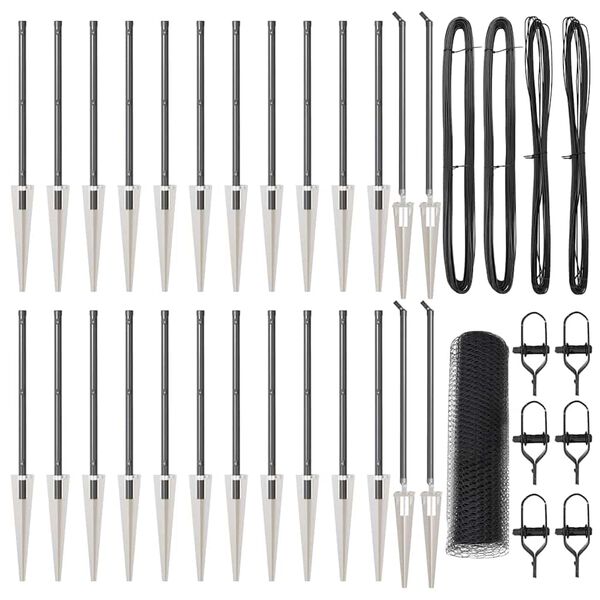 vidaXL Plotov&yacute; sloupek. &Scaron;ed&aacute; 50 x 0,8 m (25 mm mř&iacute;žka) Ocel a PVC