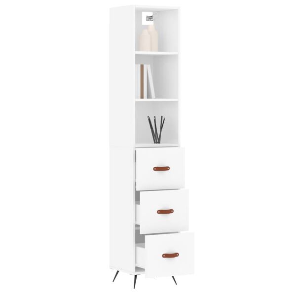 vidaXL Skř&iacute;ň highboard b&iacute;l&aacute; 34,5 x 34 x 180 cm kompozitn&iacute; dřevo