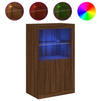 vidaXL Odkládací skříňka s LED osvětlením hnědý dub kompozitní dřevo