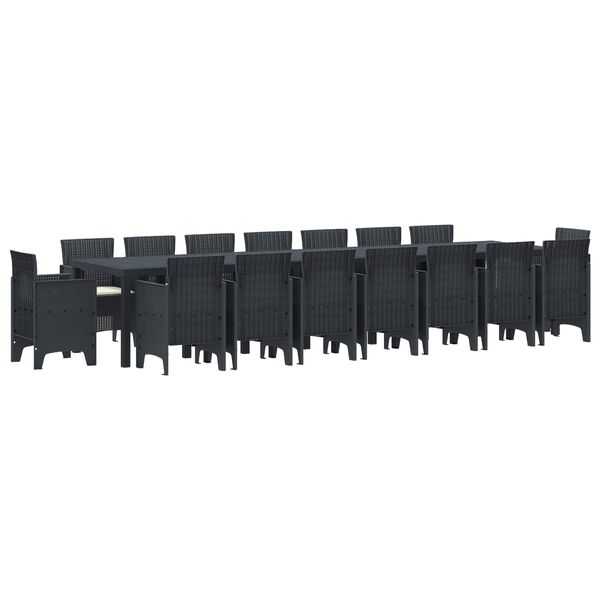 vidaXL Zahradn&iacute; j&iacute;deln&iacute; souprava s pol&scaron;t&aacute;ři 17 pcs Antracit PP