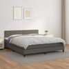 vidaXL Box spring postel s matrac&iacute; &scaron;ed&aacute; 180x200 cm uměl&aacute; kůže