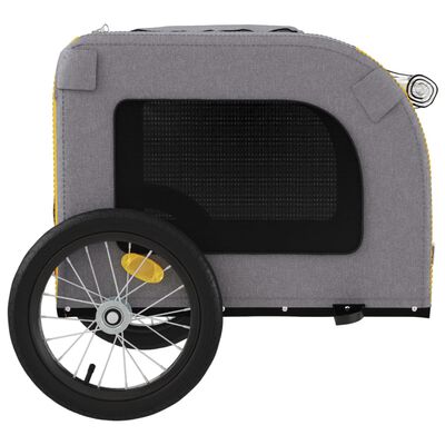 vidaXL Vozík za kolo pro psa žlutý a šedý oxfordská tkanina a železo