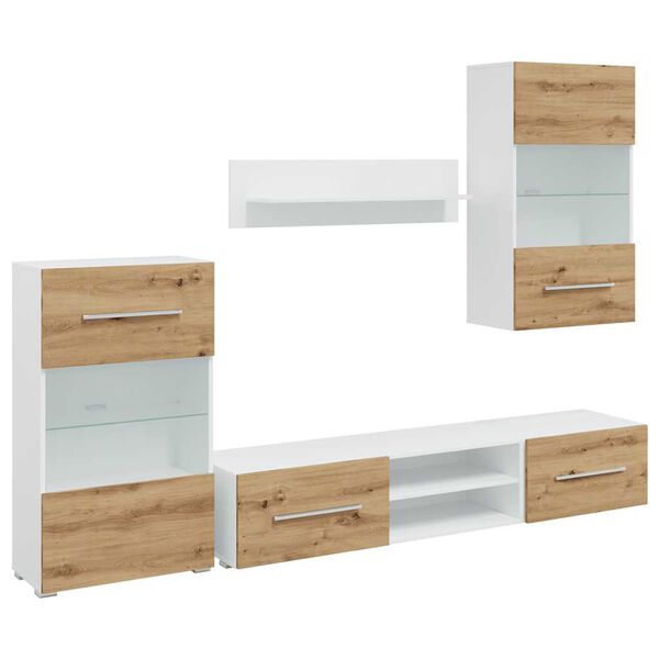 vidaXL 5d&iacute;ln&aacute; TV stolky s LED osvětlen&iacute;m dub artisan kompozitn&iacute; dřevo