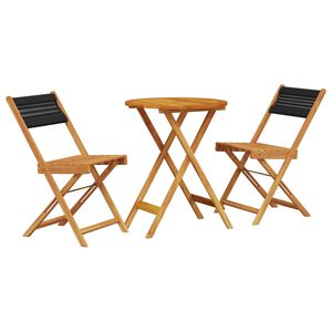 vidaXL 3d&iacute;ln&yacute; bistro set čern&yacute; polypropylen a masivn&iacute; dřevo