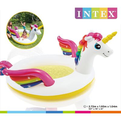 Intex Dětský bazének s postřikovačem jednorožec 272 x 193 x 104 cm