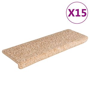 vidaXL Schodov&eacute; rohože 15 ks 65 x 21 x 4 cm zlat&eacute; obd&eacute;ln&iacute;kov&eacute; okraje