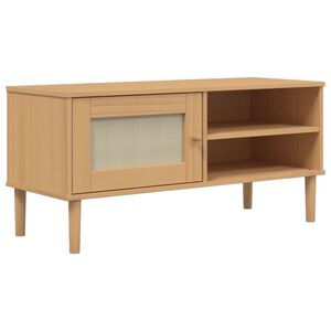 vidaXL TV skř&iacute;ňka SENJA ratanov&yacute; vzhled hněd&aacute; 106x40x49 cm borovice