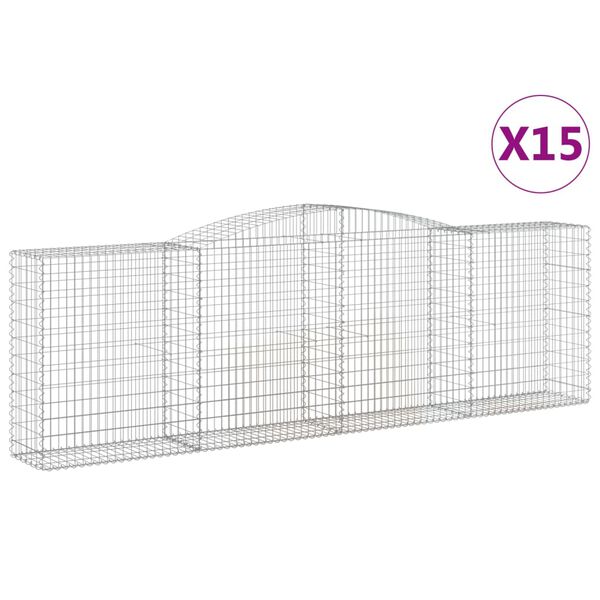 vidaXL Klenut&eacute; gabionov&eacute; ko&scaron;e 15ks 400x50x120/140cm pozinkovan&eacute; železo