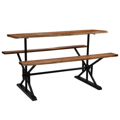 vidaXL Barový stůl s lavicemi masivní akáciové dřevo 180 x 50 x 107 cm