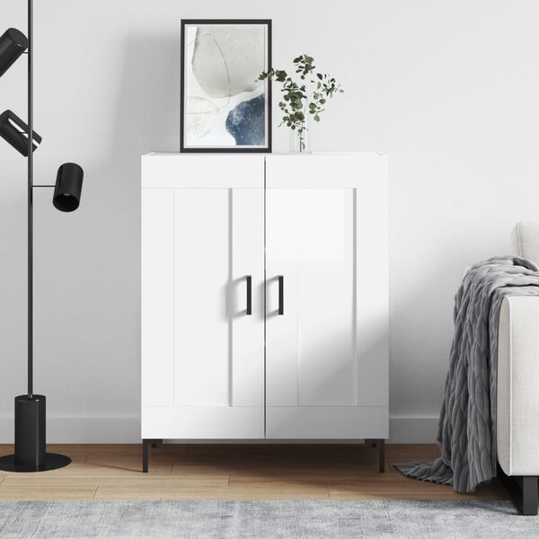 vidaXL Př&iacute;born&iacute;k b&iacute;l&yacute; s vysok&yacute;m leskem 69,5x34x90 cm kompozitn&iacute; dřevo