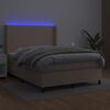 vidaXL Box spring postel matrace a LED cappuccino 140x190cm uměl&aacute; kůže