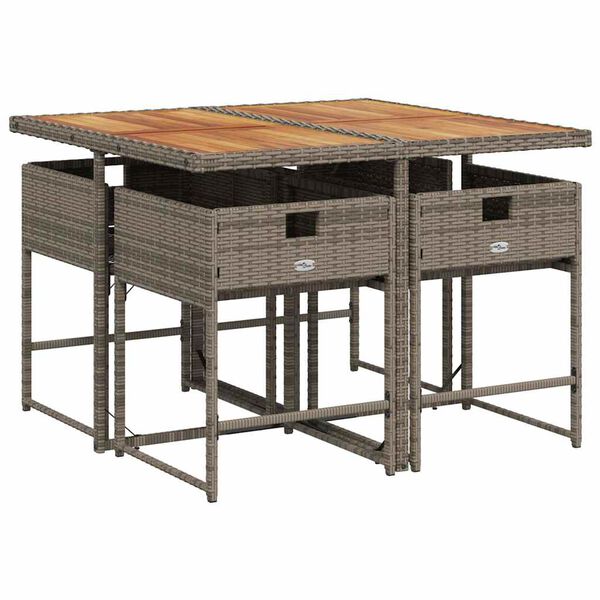 vidaXL 5d&iacute;ln&yacute; zahradn&iacute; j&iacute;deln&iacute; set s podu&scaron;kami &scaron;ed&yacute; polyratan