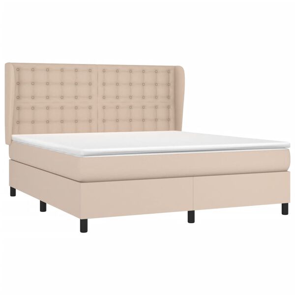 vidaXL Box spring postel s matrac&iacute; cappuccino 160x200 cm uměl&aacute; kůže