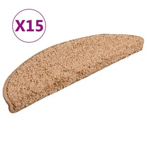 vidaXL Schodov&eacute; rohože 15 ks 56 x 17 x 3 cm b&eacute;žov&eacute;, půlkulat&eacute;