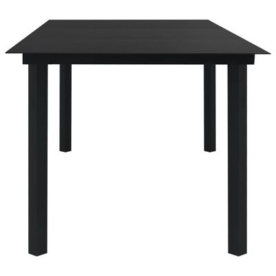 vidaXL Zahradní jídelní stůl černý 190 x 90 x 74 cm ocel a sklo