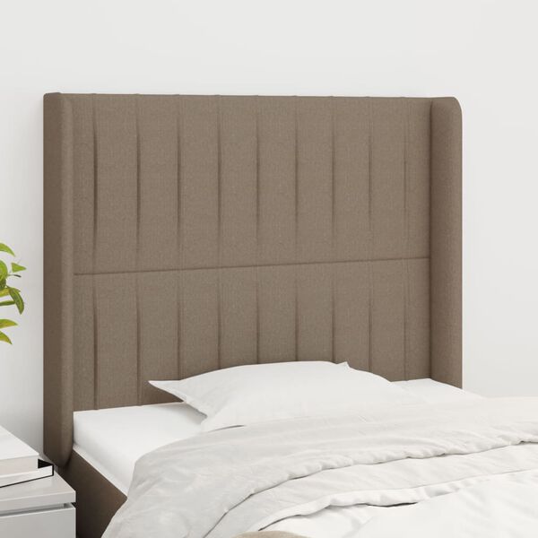 vidaXL Čelo postele typu u&scaron;&aacute;k taupe 93x16x118/128 cm textil