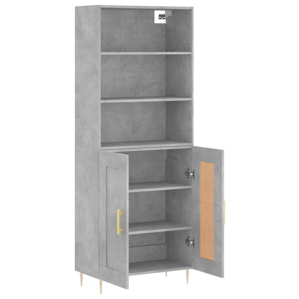 vidaXL Skř&iacute;ň highboard betonově &scaron;ed&aacute; 69,5x34x180 cm kompozitn&iacute; dřevo