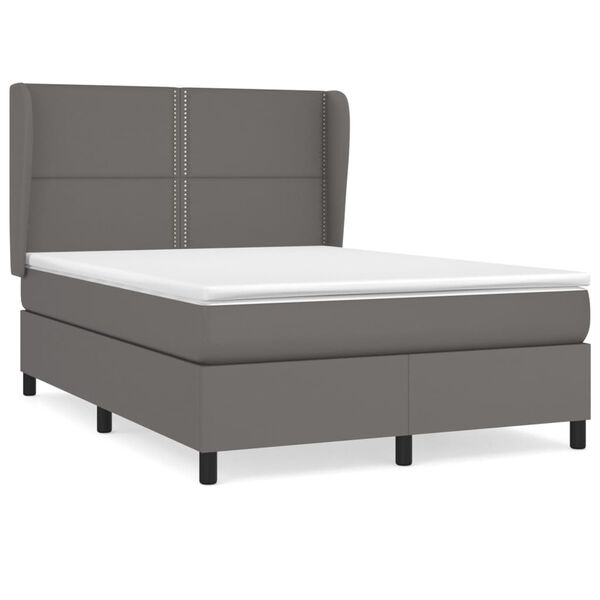 vidaXL Box spring postel s matrací šedá 140x200 cm umělá kůže