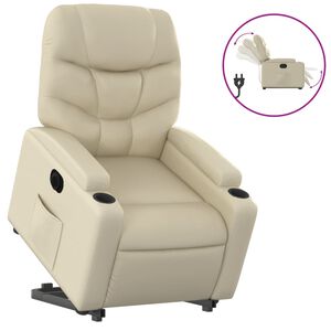 vidaXL Elektrick&eacute; zvedac&iacute; polohovac&iacute; křeslo kr&eacute;mov&eacute; uměl&aacute; kůže