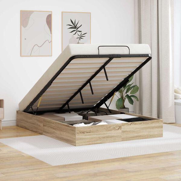 vidaXL Ottoman postel Sonoma dub 193 x 140 x 25 cm Dřevěn&yacute; materi&aacute;l