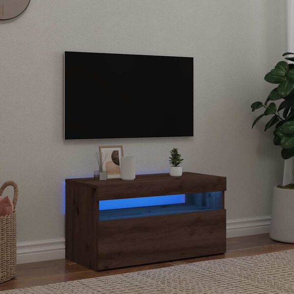 vidaXL TV stolek s LED dub artisan 75 x 35 x 40 cm kompozitn&iacute; dřevo