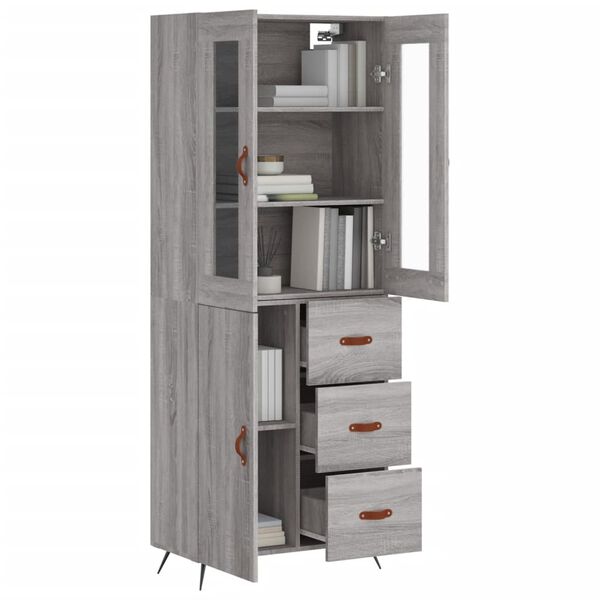 vidaXL Skř&iacute;ň highboard &scaron;ed&aacute; sonoma 69,5 x 34 x 180 cm kompozitn&iacute; dřevo