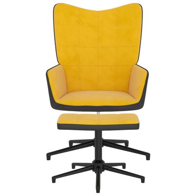 vidaXL Relaxační křeslo se stoličkou hořčicově žluté samet a PVC