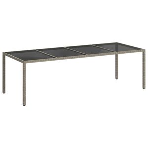 vidaXL Zahradn&iacute; stůl &scaron;ed&yacute; 250 x 100 x 75 cm tvrzen&eacute; sklo a polyratan