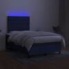 vidaXL Box spring postel s matrac&iacute; a LED modr&aacute; 120x190 cm textil