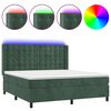 vidaXL Box spring postel s matrac&iacute; a LED tmavě zelen&aacute; 180x200 cm samet