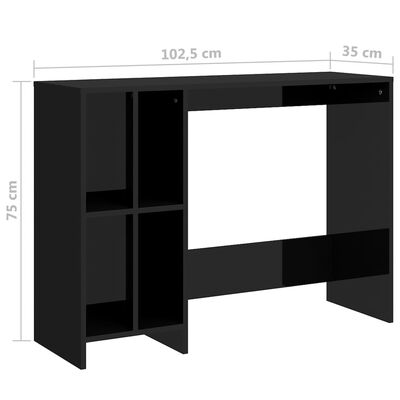 vidaXL Stůl na notebook černý vysoký lesk 102,5x35x75 cm dřevotříska