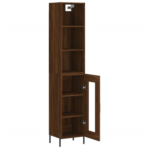 vidaXL Skř&iacute;ň highboard hněd&yacute; dub 34,5 x 34 x 180 cm kompozitn&iacute; dřevo