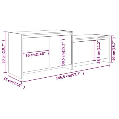 vidaXL TV skříňka šedá sonoma 146,5 x 35 x 50 cm dřevotříska