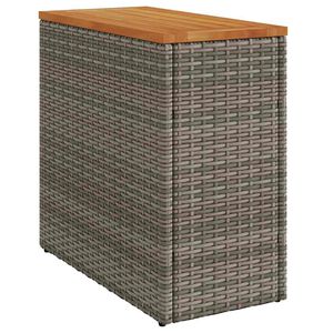 vidaXL Zahradn&iacute; stolek s dřevěnou deskou &scaron;ed&yacute; 58x27,5x55 cm polyratan