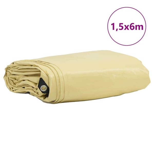 vidaXL Plachta 650g / m&sup2; B&eacute;žov&aacute; 1,5 x 6 m
