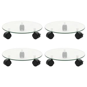 vidaXL Vozíky na rostliny 4 ks 28 cm tvrzené sklo kulaté