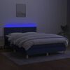 vidaXL Box spring postel s matrac&iacute; a LED modr&aacute; 140x200 cm textil
