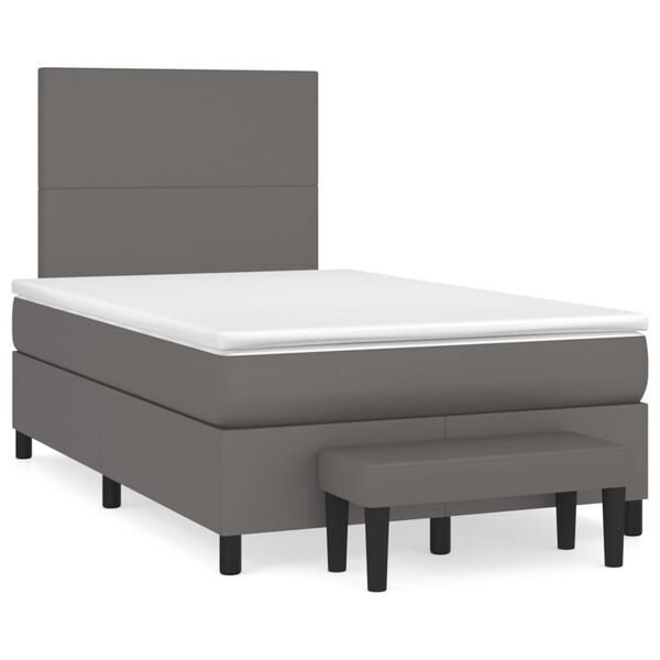 vidaXL Box spring postel s matrac&iacute; &scaron;ed&aacute; 120x200 cm uměl&aacute; kůže