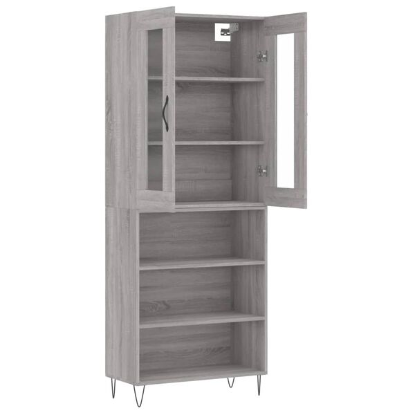 vidaXL Skř&iacute;ň highboard &scaron;ed&aacute; sonoma 69,5 x 34 x 180 cm kompozitn&iacute; dřevo
