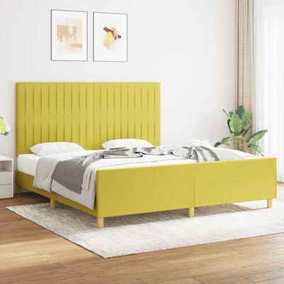 vidaXL Rám postele s čelem zelený 180x200 cm textil