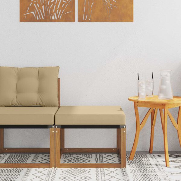 vidaXL Venkovn&iacute; podnožka Masivn&iacute; ak&aacute;ciov&eacute; dřevo a textiln&iacute; tkanina