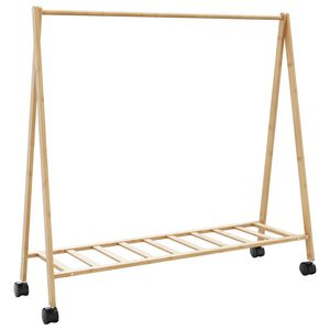 vidaXL Stojan na oblečen&iacute; s policemi a kolečky 106x34x106,5 cm bambus