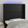 vidaXL Čelo postele s LED čern&eacute; 103 x 16 x 118/128 cm uměl&aacute; kůže
