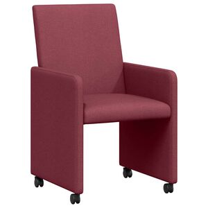 vidaXL J&iacute;deln&iacute; židle na kolečk&aacute;ch 2 ks textil v&iacute;nov&aacute; červen&aacute;