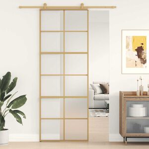 vidaXL Posuvn&eacute; dveře zlat&eacute; 76 x 205 cm ml&eacute;čn&eacute; ESG sklo a hlin&iacute;k