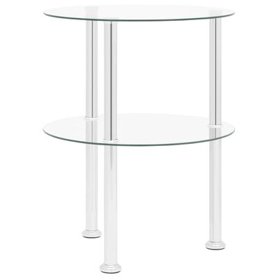 vidaXL 2patrový odkládací stolek průhledný 38 cm tvrzené sklo