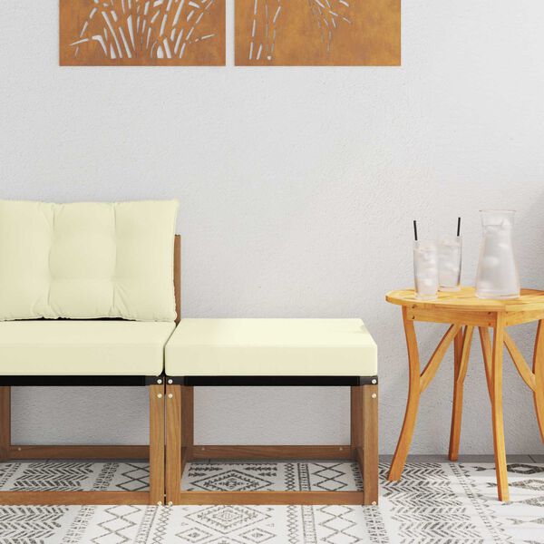 vidaXL Venkovn&iacute; podnožka Masivn&iacute; ak&aacute;ciov&eacute; dřevo a textiln&iacute; tkanina